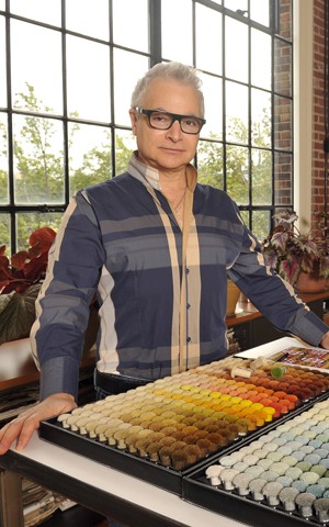 Wesley Mancini with his color poms in his studio. Photo: Karen Allen.