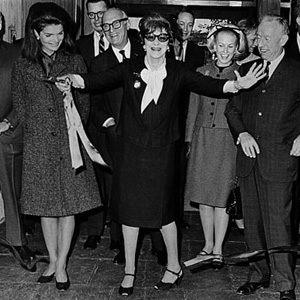 Jacqueline Kennedy with Flora Whitney Miller at the dedication ceremony for the new Whitney  Museum, 1966. Courtesy Whitney Museum.